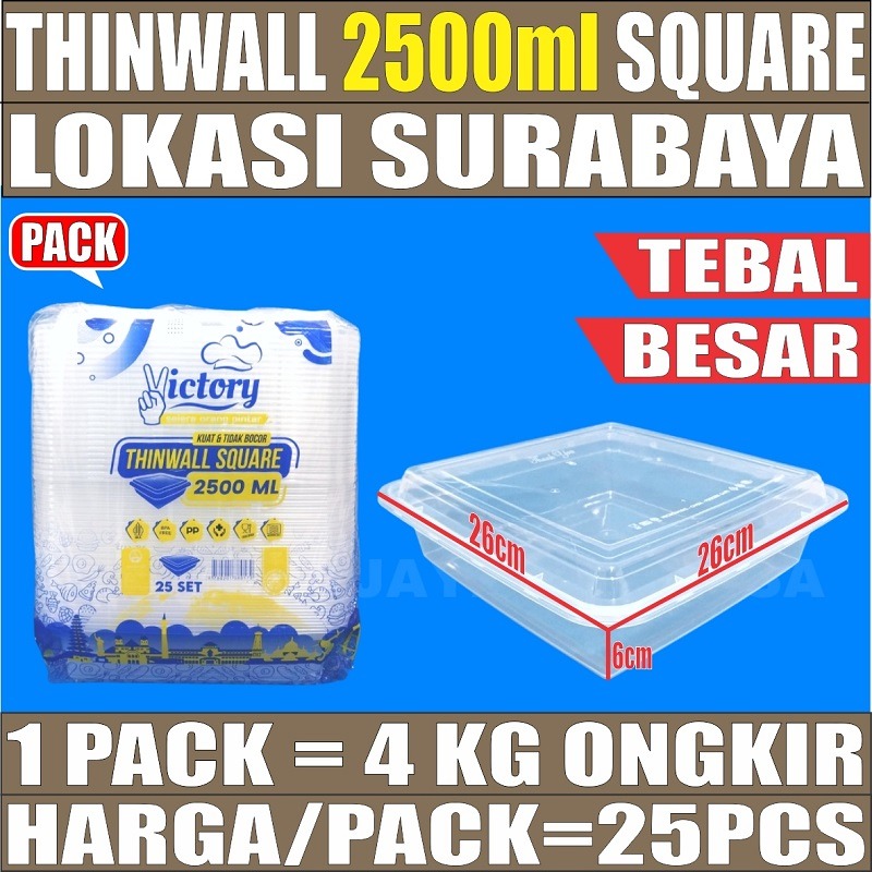 Thinwall Sq Ml Pack Pcs Besar Tebal Victory