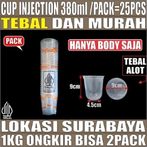 Cup Injection 380ml 12oz Pack 25pcs Thinwall Cup Injection Oval Transparan Halal