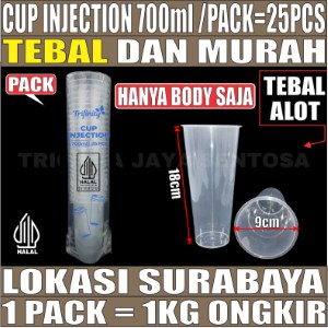 Cup Injection 700ml Pack 25Pcs 24oz Thinwall Cup Injection Rata Transparan