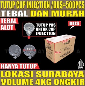 Tutup Cup Injection Sambung Dus 500pcs Semua Ukuran Transparan Halal cjy