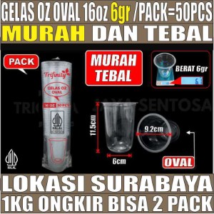 Gelas Oz 16oz Oval 6gr Pack 50pcs Trifinity