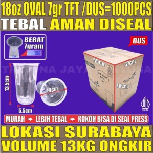 Gelas Oz Oval 18oz 7gr Trifinity Dus 1000pcs Halal Tebal tjs