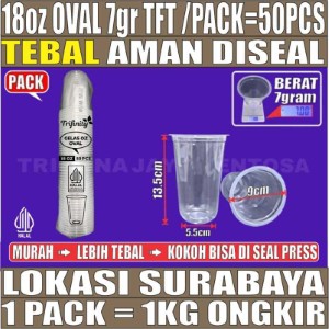 Gelas Oz Oval 18oz 7gr Trifinity Pack 50pcs Halal
