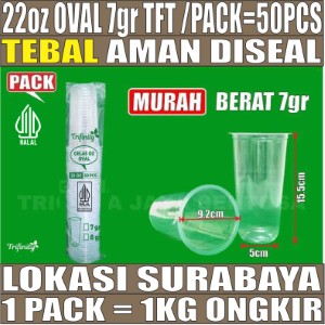 Gelas 22oz Oval 7gr Trifinity Pack 50pcs