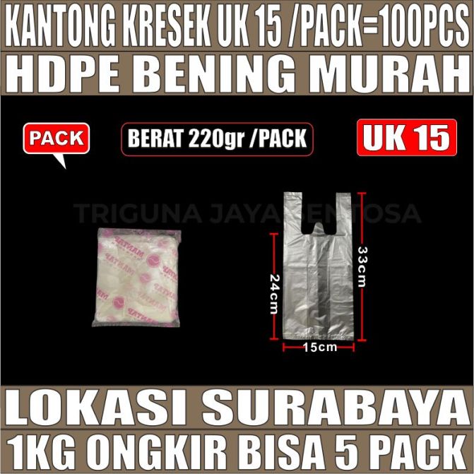 Kantong Kresek BENING uk 15 Plastik Hdpe PACK