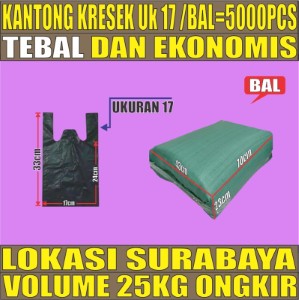 Kantong Kresek uk 17 Plastik Hdpe Tebal Ball 25kg 5000pcs tjs