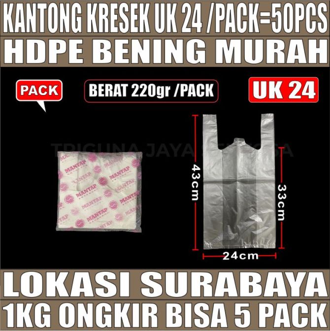 Kantong Kresek BENING uk 24 Plastik Hdpe PACK