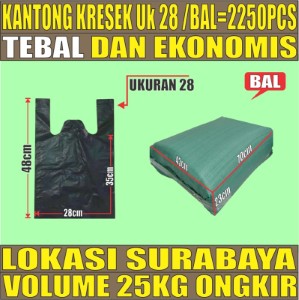 Kantong Kresek uk 28 Plastik Hdpe Tebal Ball 25kg 2250pcs tjs