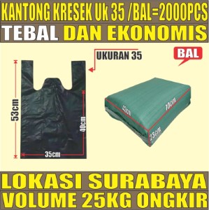 Kantong Kresek uk 35 Plastik Hdpe Tebal Ball 25kg 2000pcs tjs