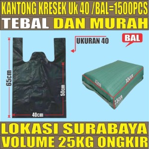 Kantong Kresek uk 40 Plastik Hdpe Tebal Ball 25kg 1500pcs tjs