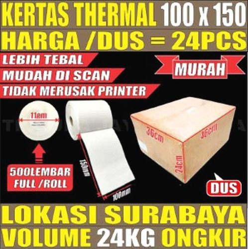 Kertas Thermal A6 Dus 24ROLL 100x150 Lt3