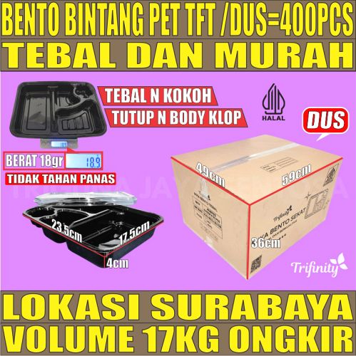 Mika Bento PET Dus Trifinity 400pcs Bintang 4 Sekat Tebal 29gr tjs