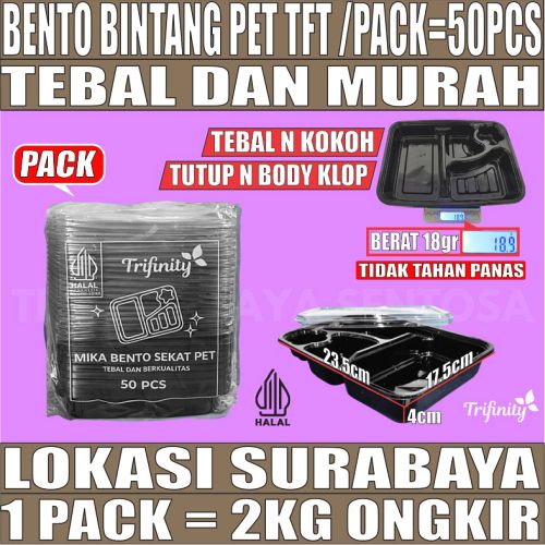Mika Bento PET Pack Trifinity 50pcs Bintang 4 Sekat