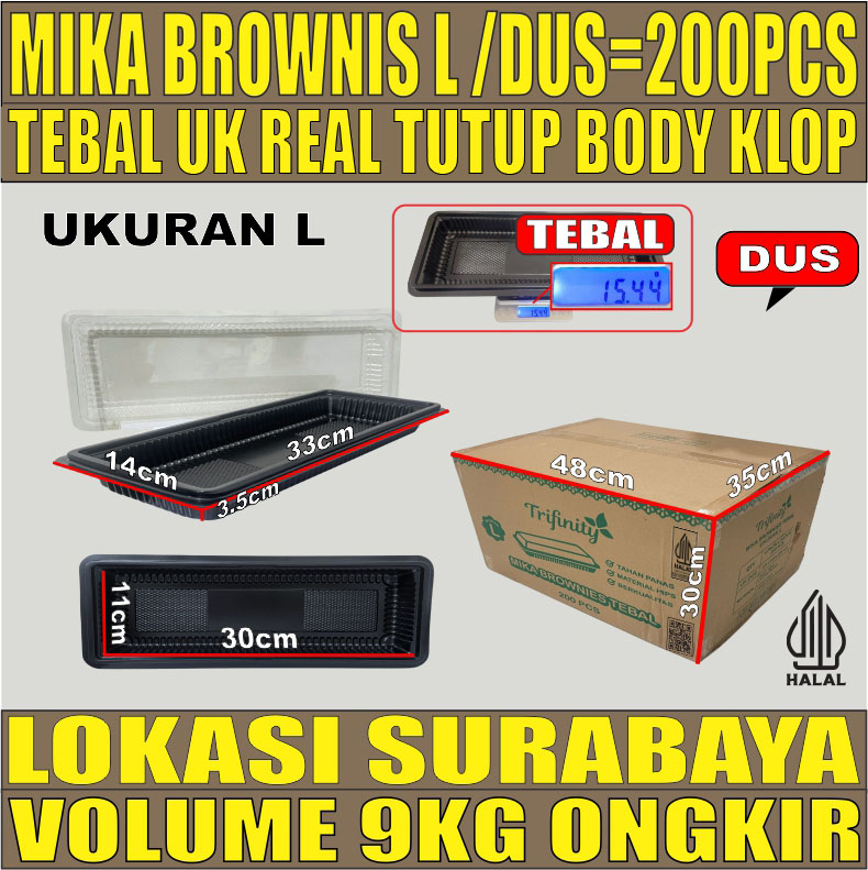 Mika Brownies L Dus 200pcs Trifinity Uk Besar Tebal 28gr tjs