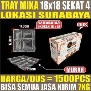 Mika 18S4 DUS 1500pcs 4Sekat 18x18 u Kotak Nasi ori