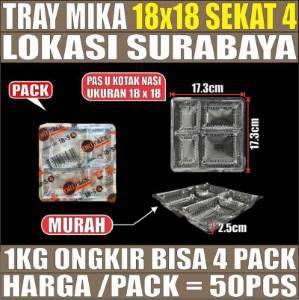 Mika 18S4 Pack 50pcs 4Sekat 18x18 u Kotak Nasi