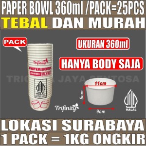 Paper bowl Putih 360ml Pack 25pcs Trifinity Halal