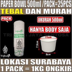 Paper Bowl Putih 500ml Pack 25pcs Trifinity Halal