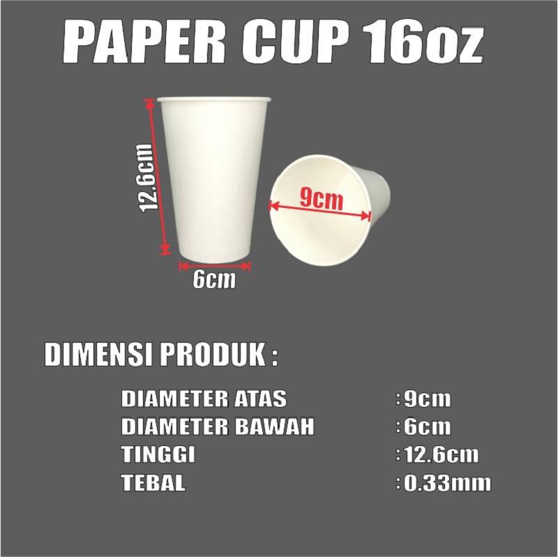 Recyclable Paper Cup (16oz/480ml) Pack of 35p