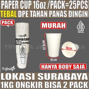 Paper Cup 16oz Pack 25pcs DPE Halal