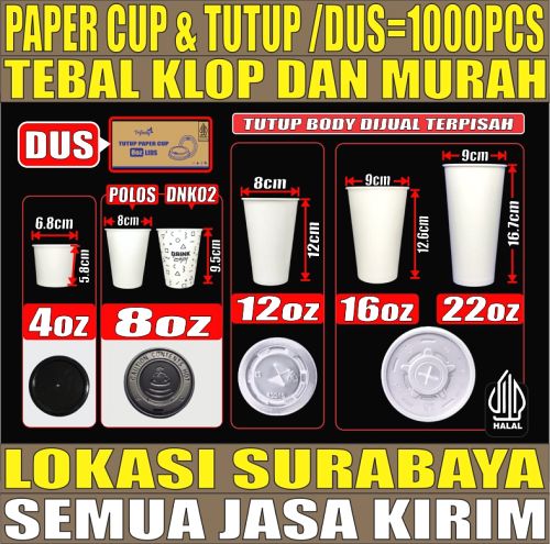 VARIAN Paper Cup Body Tebal 12gr n Tutup