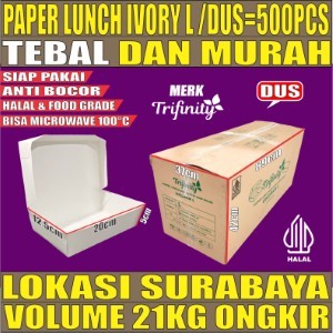 Paper Lunch L Ivory Dus 500pcs Box Kotak Tutup Putih Trifinity Halal 265gsm Tebal 24gr tms