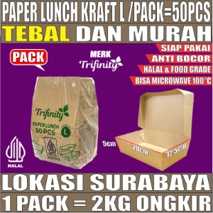 Paper Lunch L KRAFT Pack 50pcs Kotak TRIFINITY Halal