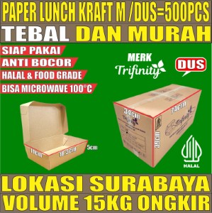 Paper Lunch M Kraft Dus 500pcs box Tutup TRIFINITY Halal 290gsm Tebal 23gr tms