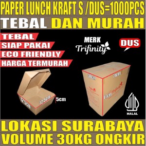 Paper Lunch S Kraft Dus 1000pcs box Tutup TRIFINITY Halal Tebal 290gsm Tebal 17gr tms