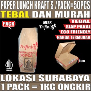 Paper Lunch S Kraft Pack 50pcs Kotak TRIFINITY Halal