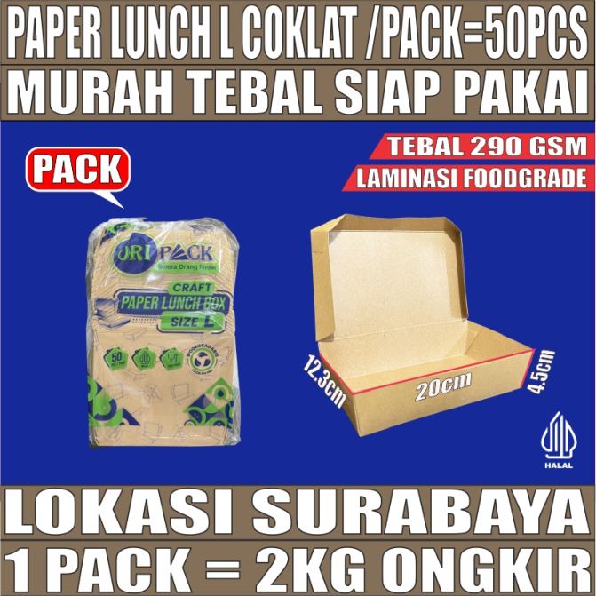 Paper Lunch Oripack L Coklat PACK 50pcs