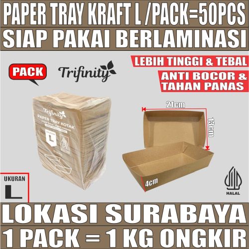 Tray Paper Kraft L Pack 50pcs Trifinity