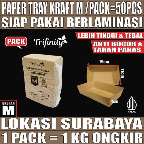Tray Paper Kraft M Pack 50pcs Trifinity