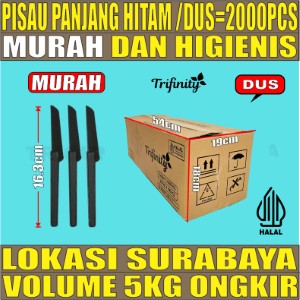 Pisau Panjang Hitam Dus 2000pcs Trifinity Halal Tebal 2.6gr tjs