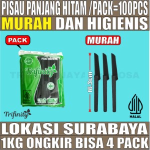 Pisau Panjang Hitam Pack 100pcs Trifinity Halal