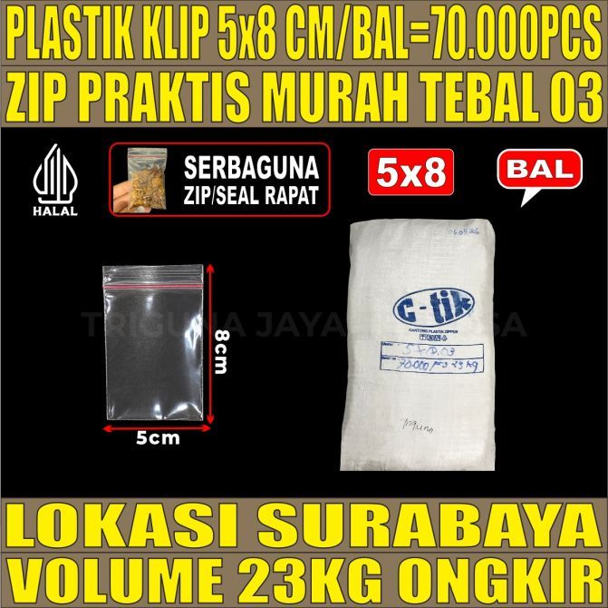 Plastik Klip 5x8 Ziplock Pe Bening Ball 23kg 70000pcs tjs