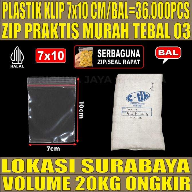 Plastik Klip 7x10 Ziplock Pe Bening Ball 20kg 36000pcs tjs