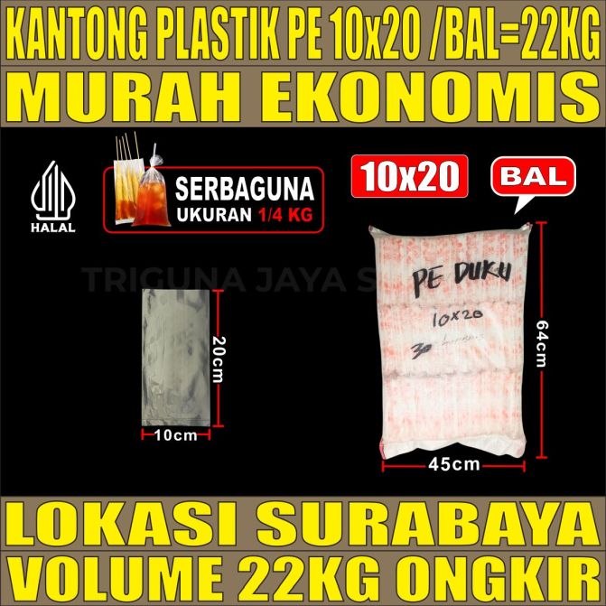 Kantong Plastik PE 10x20 Bening Bal 22kg 15000pcs tjs