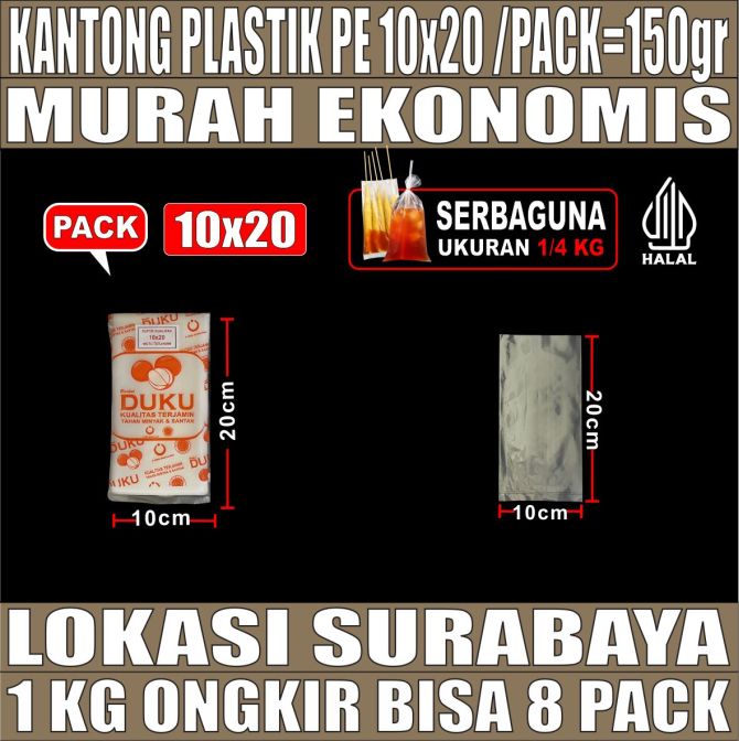 Kantong Plastik PE 10x20 Bening PACK