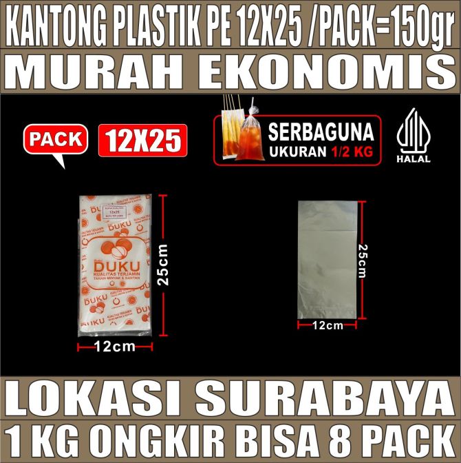 Kantong Plastik PE 12x25 bening PACK