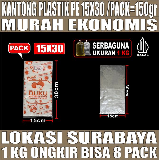 Kantong Plastik PE 15x30 Bening PACK