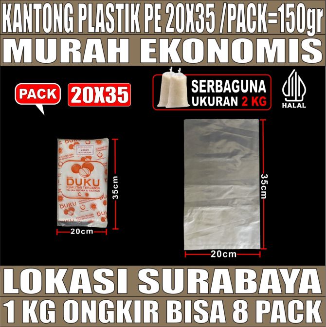 Kantong Plastik PE 20x35 Bening PACK
