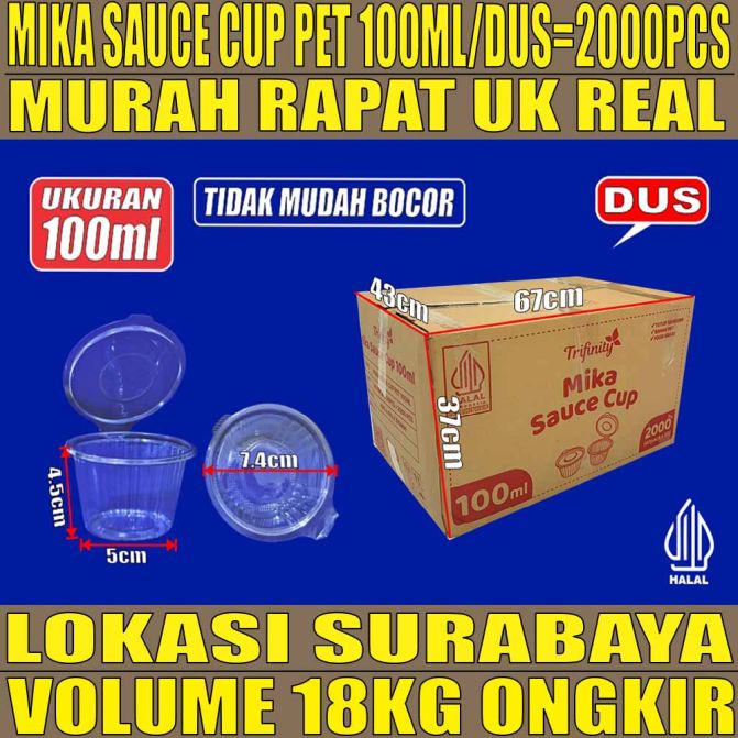 Mika Saus Cup TRIFINITY 100ml Pet Dus 2000pcs Tebal 4.8gr cjy