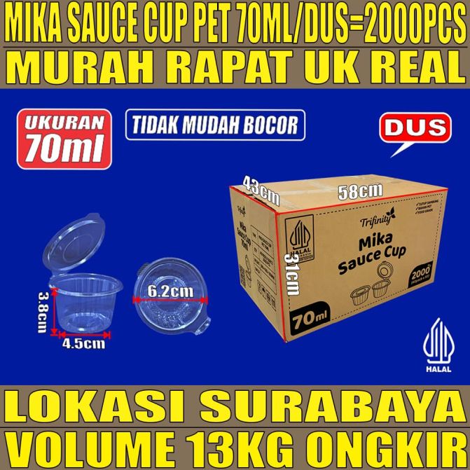 Mika Saus Cup TRIFINITY 70ml Pet Dus 2000pc Tebal 3.5gr cjy
