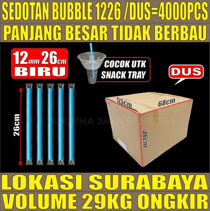 Sedotan Bubble Biru 1226 DUS Steril 12mm Panjang 26cm 4000pcs u Snack Tray