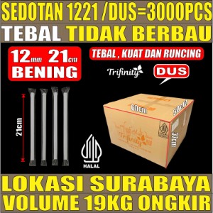 Sedotan Bubble 1221 bening DUS Steril Trifinity 12mm 3000pcs Halal Tebal 1.85 gr cjy