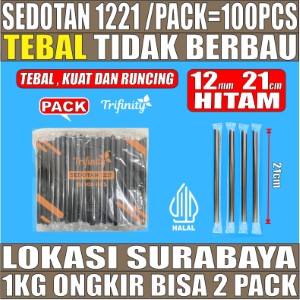 Sedotan Bubble 1221 Hitam Pack Trifinity 12mm 100pcs Halal