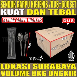 Sendok Garpu Set Higienis Bening Dus 600set Halal tjs