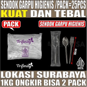 Sendok Garpu Set Higienis Bening Pack 25pcs