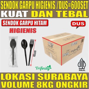 Sendok Garpu Set Higienis Hitam Dus 600pcs Halal tjs